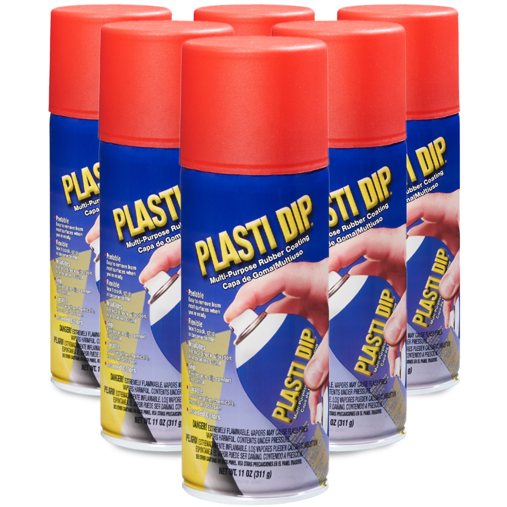 Plasti Dip Flexible Protective Rubber Coating Spray — 11oz., Red, 6 Pk, Model# 11201-6